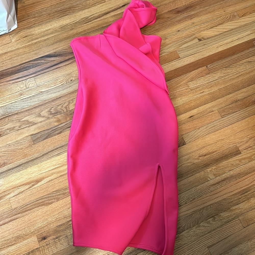 Elegant One Shoulder Side Slit Mid-Length Bandage Dress - Picture 2 of 3